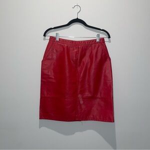 Size 38 l Red (Real) Leather High-Waisted Skirt (purchased in Amsterdam)